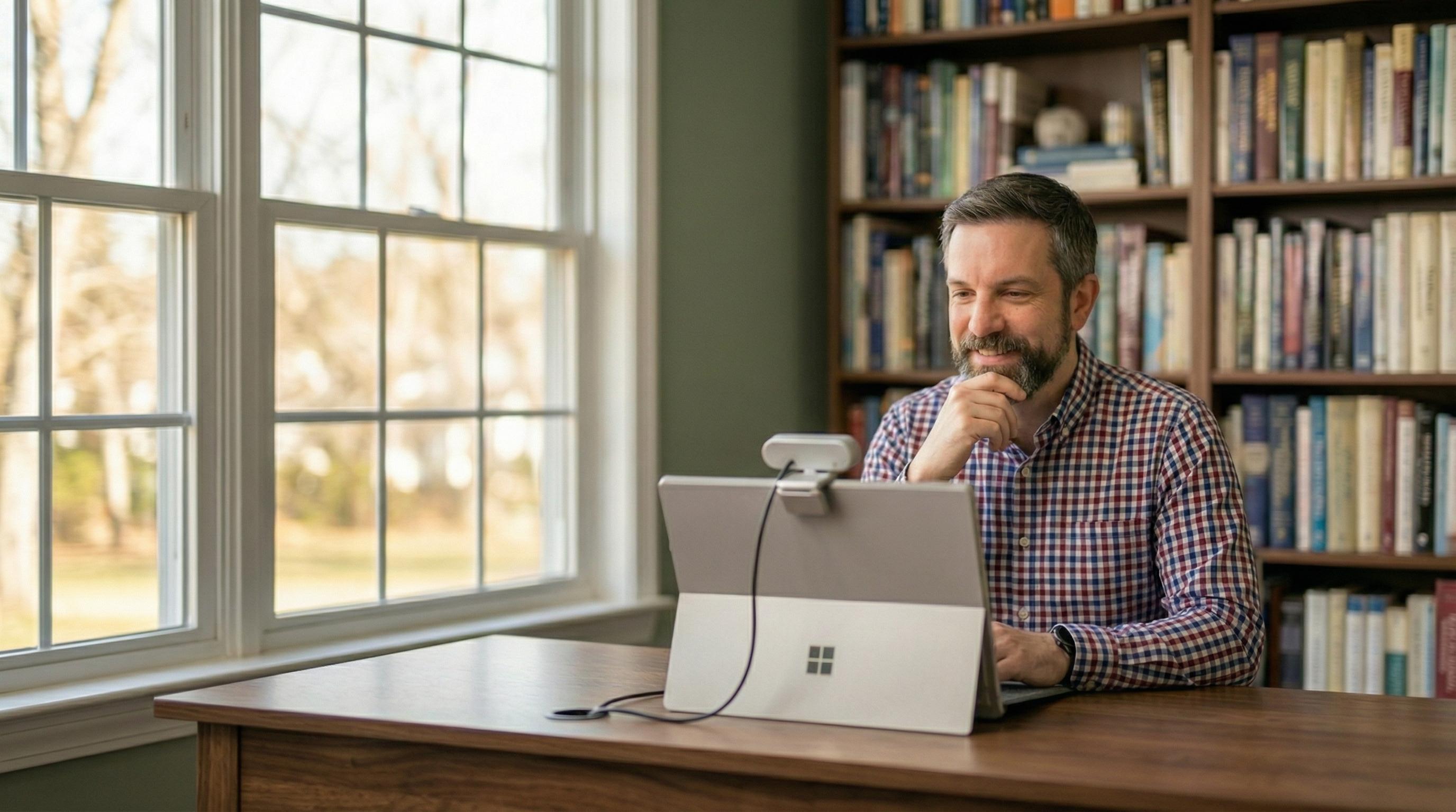 Dr. Nathan Sharer, PsyD conducting a telehealth session